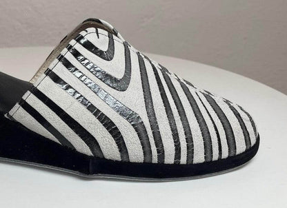 Original Milly 0004 Zebrato Nero (PelleTop) Ciabatta da camera Donna