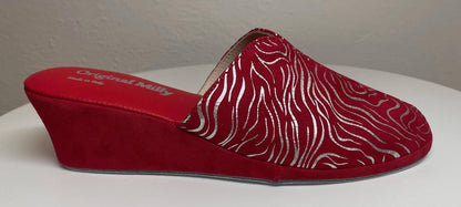 Original Milly 0004 Zebrato Rosso (PelleTop) Ciabatta da camera Donna