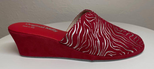 Original Milly 0004 Zebrato Rosso (PelleTop) Ciabatta da camera Donna