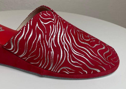 Original Milly 0004 Zebrato Rosso (PelleTop) Ciabatta da camera Donna