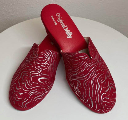 Original Milly 0004 Zebrato Rosso (PelleTop) Ciabatta da camera Donna
