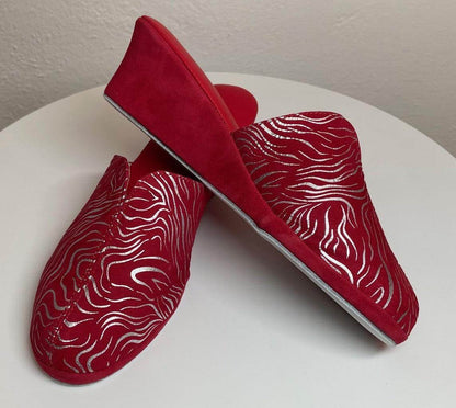 Original Milly 0004 Zebrato Rosso (PelleTop) Ciabatta da camera Donna