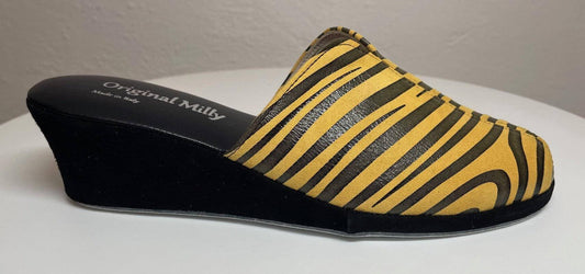 Original Milly 0004 Zebrato Senape (PelleTop) Ciabatta da camera Donna