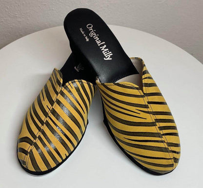 Original Milly 0004 Zebrato Senape (PelleTop) Ciabatta da camera Donna