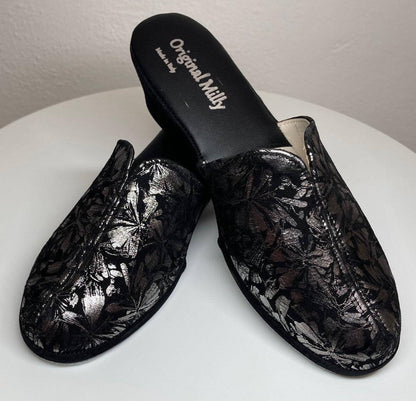 Original Milly 0004 Camoscio Nero (PelleTop) Ciabatta da camera Donna