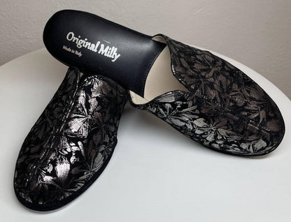 Original Milly 0004 Camoscio Nero (PelleTop) Ciabatta da camera Donna