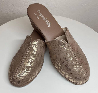 Original Milly 0004 Camoscio Taupe (PelleTop) Ciabatta da camera Donna