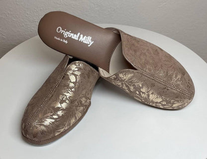 Original Milly 0004 Camoscio Taupe (PelleTop) Ciabatta da camera Donna