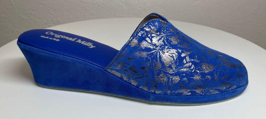 Original Milly 0004 Camoscio Blu (PelleTop) Ciabatta da camera Donna