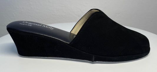 Original Milly 0005 Camoscio Nero (PelleTop) Ciabatta da camera Donna