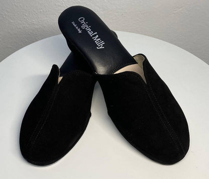 Original Milly 0005 Camoscio Nero (PelleTop) Ciabatta da camera Donna