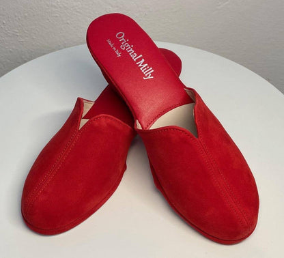 Original Milly 0005 Camoscio Rosso (PelleTop) Ciabatta da camera Donna