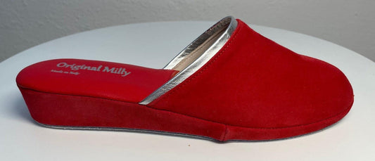 Original Milly 0720 Camoscio Rosso (PelleTop) Ciabatta da camera Donna