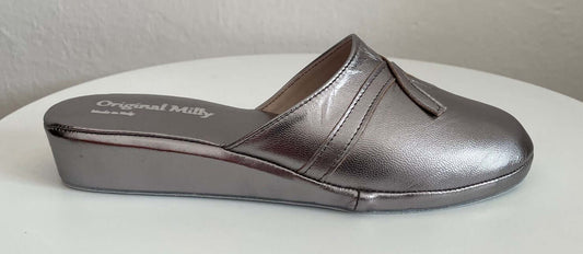 Original Milly 0022 Nappa Piombo (PelleTop) Ciabatta da camera Donna