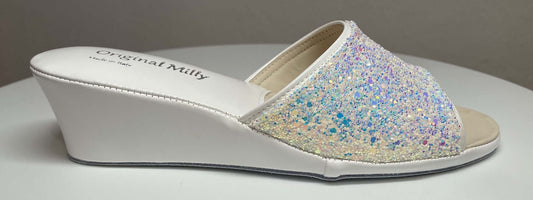 Original Milly 104 Bianco Glitter (Ecopelle) Ciabatta da camera donna