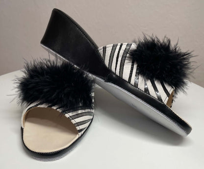 Original Milly 102 Zebrato Nero (Pelle) Ciabatta da camera donna