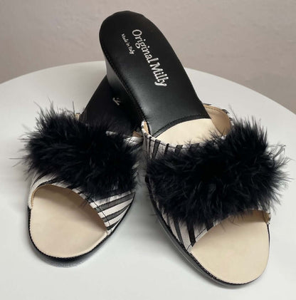 Original Milly 102 Zebrato Nero (Pelle) Ciabatta da camera donna
