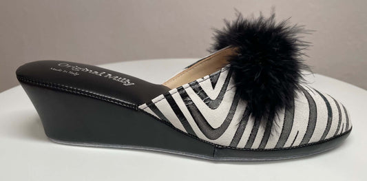 Original Milly 300 Zebrato Nero (Pelle) Ciabatta da camera donna