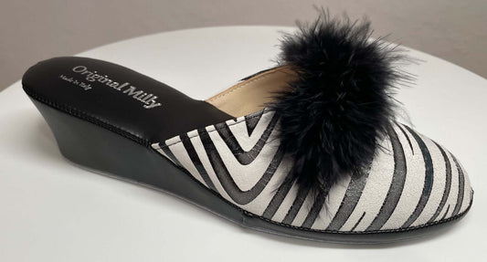 Original Milly 300 Zebrato Nero (Pelle) Ciabatta da camera donna