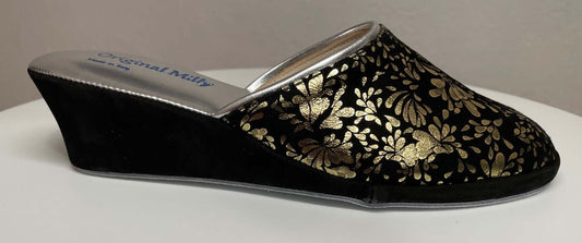 Original Milly 8000 Camoscio Nero Oro (PelleTop) Ciabatta da camera donna