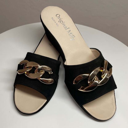 Original Milly 105 Camoscio Nero (PelleTop) Ciabatta da camera donna