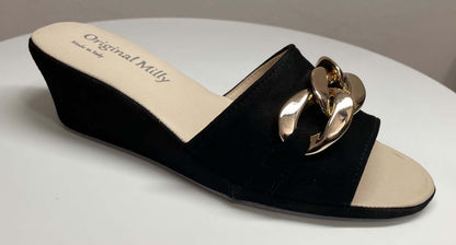 Original Milly 105 Camoscio Nero (PelleTop) Ciabatta da camera donna