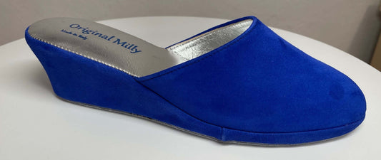 Original Milly 9001 Camoscio Blu (PelleTop) Ciabatta da camera donna