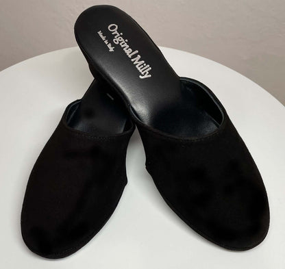 Original Milly 9001 Camoscio Nero (PelleTop) Ciabatta da camera donna