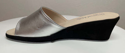Original Milly 1103 Nappa Nero Argento (PelleTop) Ciabatta da camera donna