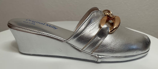 Original Milly 1001 Nappa Argento (PelleTop) Ciabatta da camera Donna