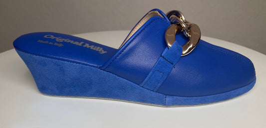 Original Milly 1001 Nappa Blu (PelleTop) Ciabatta da camera Donna