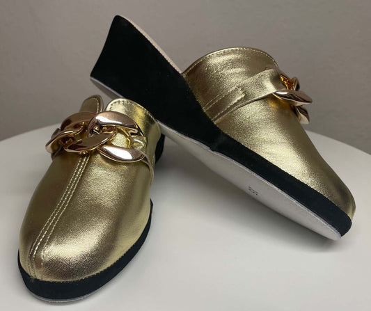 Original Milly 1001 Nappa Nero Oro (PelleTop) Ciabatta da camera Donna
