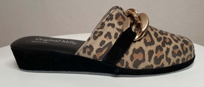 Original Milly 1201 Camoscio Leopardo (PelleTop) Ciabatta da camera Donna