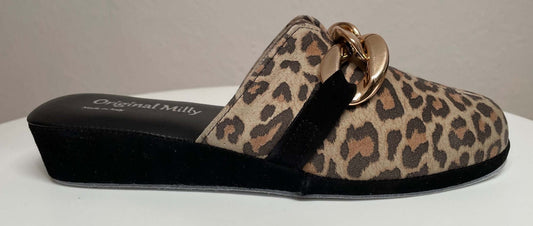 Original Milly 1201 Camoscio Leopardo (PelleTop) Ciabatta da camera Donna