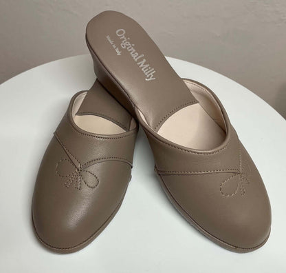 Original Milly 0003 Nappa Taupe (PelleTop) Ciabatta da camera Donna