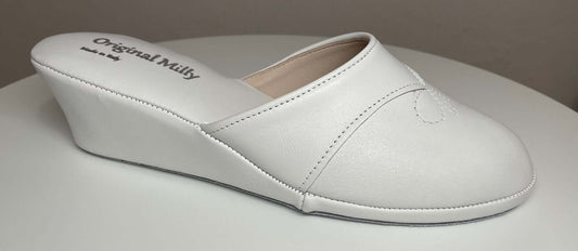 Original Milly 0003 Nappa Bianco (PelleTop) Ciabatta da camera Donna