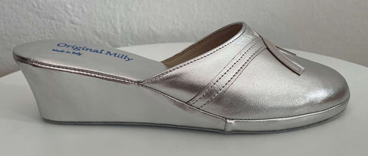 Original Milly 0002 Nappa Argento (PelleTop) Ciabatta da camera Donna