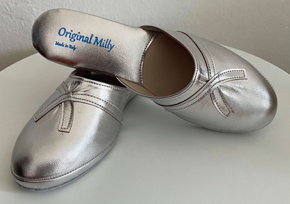 Original Milly 0002 Nappa Argento (PelleTop) Ciabatta da camera Donna
