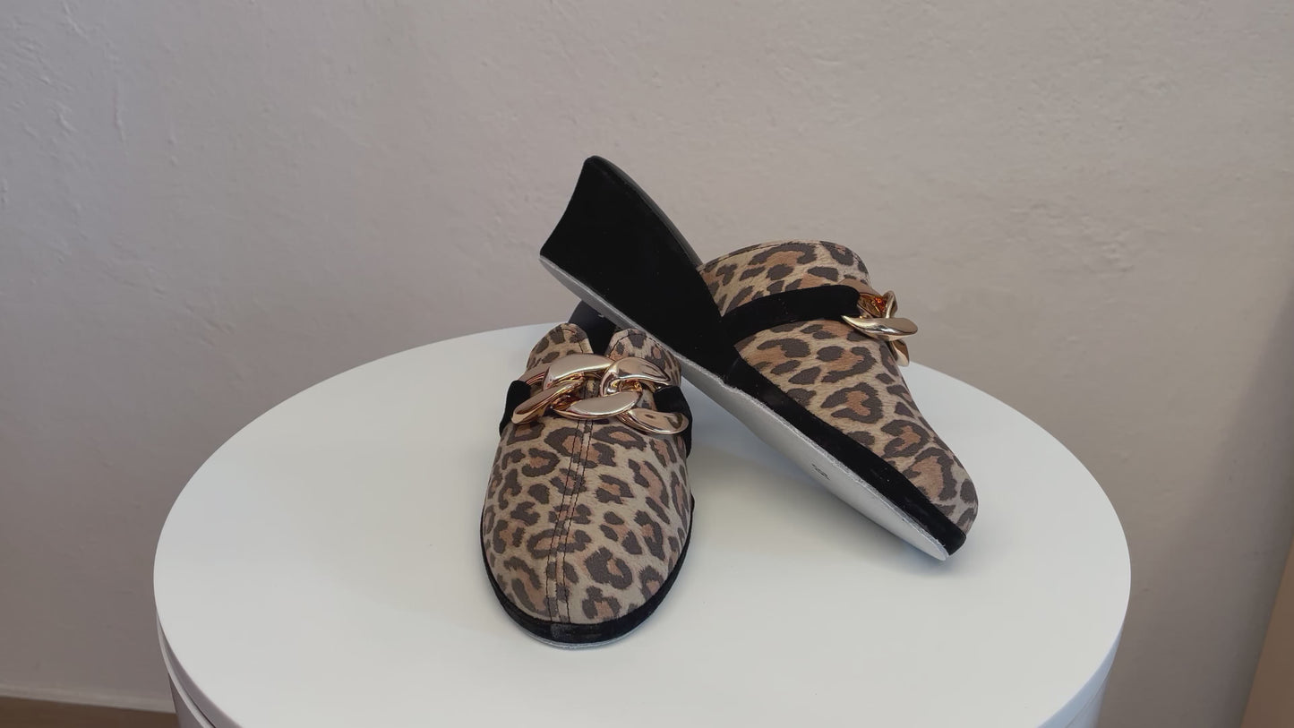 Original Milly 1001 Bufalo Leopardo(PelleTop) Ciabatta donna da camera