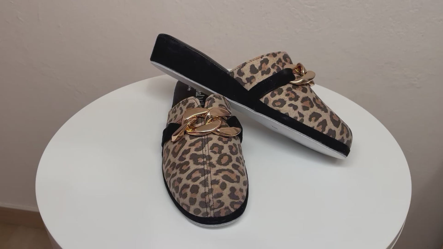 Original Milly 1201 Bufalo Leopardo(PelleTop) Ciabatta donna da camera