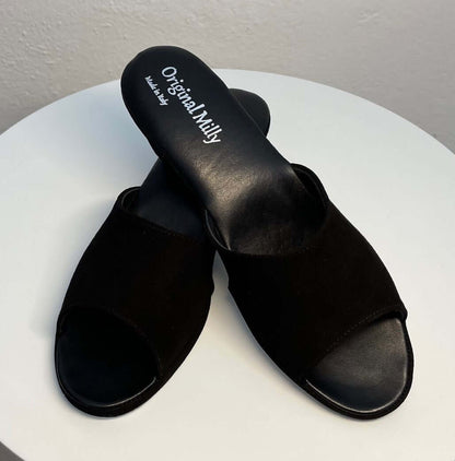 Original Milly 0103 Camoscio Nero2 (PelleTop) Ciabatta da camera Donna