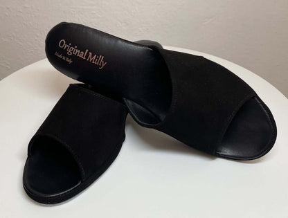 Original Milly 0103 Camoscio Nero2 (PelleTop) Ciabatta da camera Donna